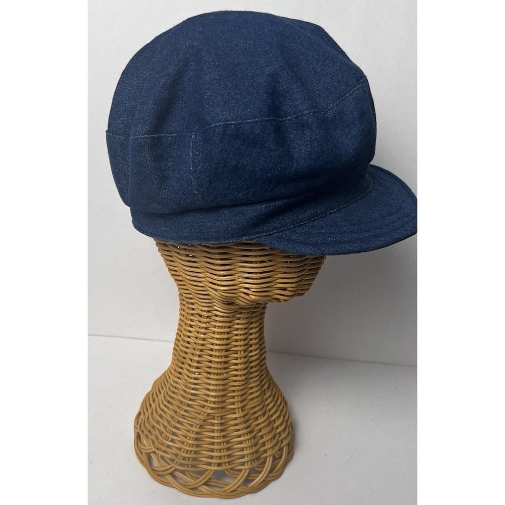 VTG 100% Cotton DENIM Blue Newsboy Cap Hat